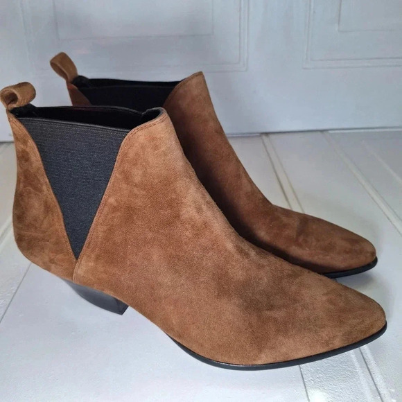 Diane Von Furstenburg Women's NADIE Brown Suede Chelsea Boots Size 9 - Picture 10 of 15